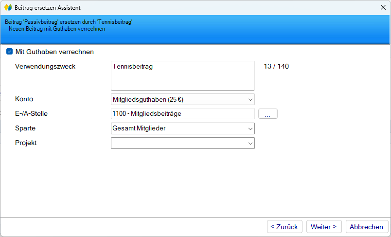 Mitgliedsdaten / Beitragsassistent/Ersetzen - Löschen/Ersetzen/Gutschreiben - Verrechnung Mitgliedsdaten / Beitragsassistent/Ersetzen - Löschen/Ersetzen/Gutschreiben - Verrechnung