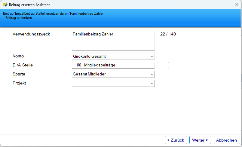Mitgliedsdaten / Beitragsassistent/Ersetzen - Zurückerstatten - Abrechnung Mitgliedsdaten / Beitragsassistent/Ersetzen - Zurückerstatten - Abrechnung