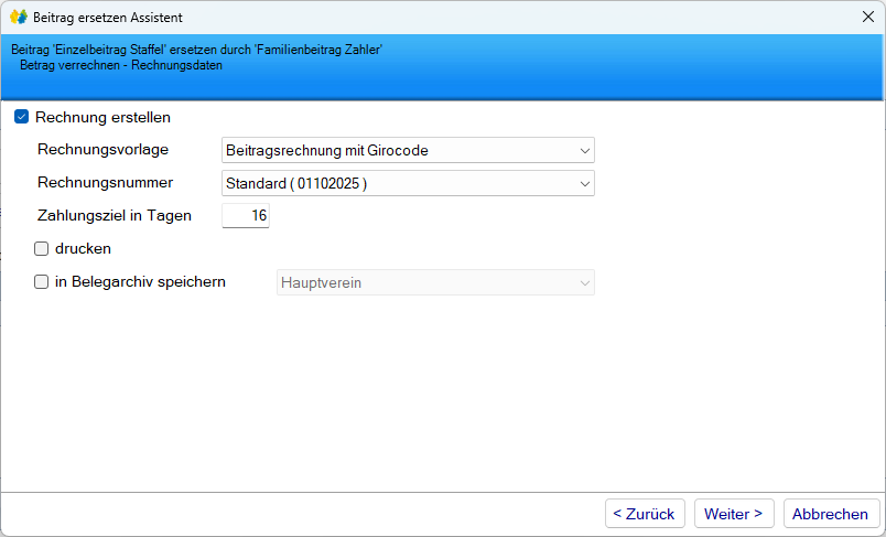 Mitgliedsdaten / Beitragsassistent/Ersetzen - Zurückerstatten - Rechnung Mitgliedsdaten / Beitragsassistent/Ersetzen - Zurückerstatten - Rechnung