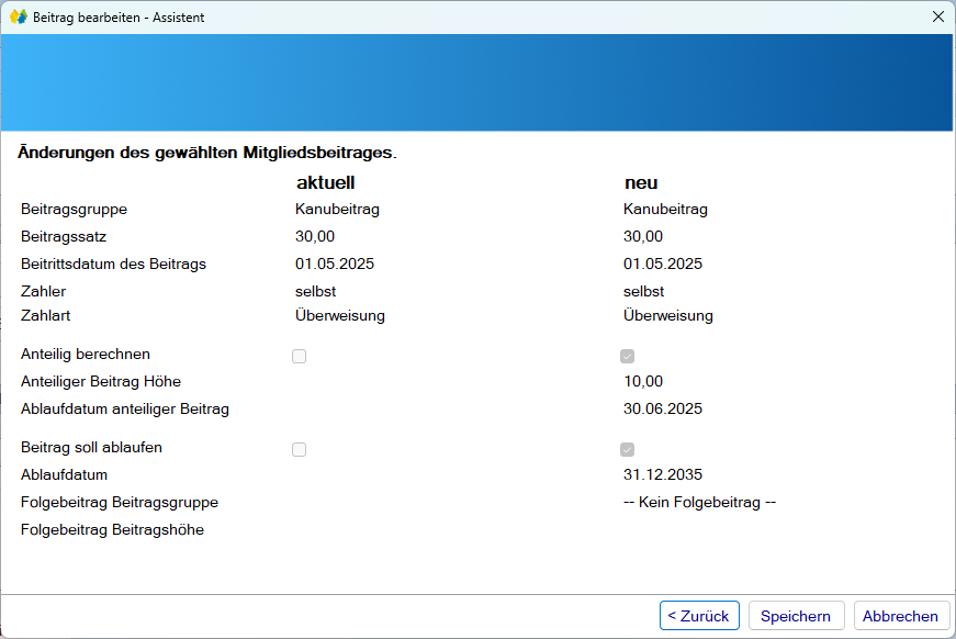 Mitgliedsdaten / Beitragsassistent / Bearbeiten - Maske Zusammenfassung Mitgliedsdaten / Beitragsassistent / Bearbeiten - Maske Zusammenfassung