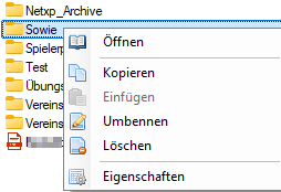 Verein / Eigene Dateien - Ordneroptionen Dateibereich Verein / Eigene Dateien - Ordneroptionen Dateibereich