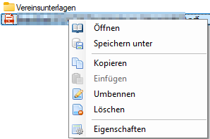 Verein / Eigene Dateien - Dateioptionen Dateibereich Verein / Eigene Dateien - Dateioptionen Dateibereich
