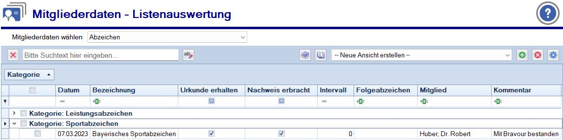 Tabelle Abzeichen Tabelle Abzeichen